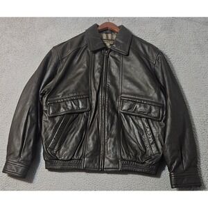 Vintage Members Only Real Leather Bomber Jacket Mens Small Brown Full Zip